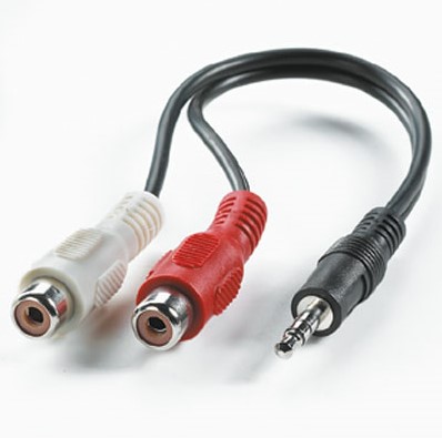 Kabel audio 3,5mm - cinch female 0,2 meter zwart