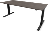 Bureau Crew T 180x80cm, T-poten elektrisch hoogte verstelbaar 65-130cm, frame zwart (SS), blad 25mm Piment Essen (PE), bediening met geheugen, (excl. eventuele verzendkosten)