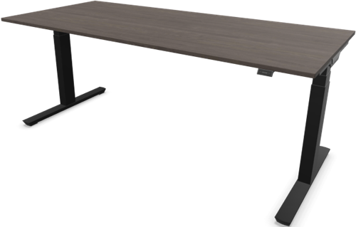Bureau Crew T 160x80cm, T-poten elektrisch hoogte verstelbaar 65-130cm, frame zwart (SS), blad 25mm Piment Essen (PE), bediening met geheugen (CTBE03)