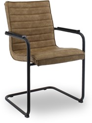 Ontvangststoel DEKAS model 048, sledeframe zwart, kuip kunstleder grijs of cognac