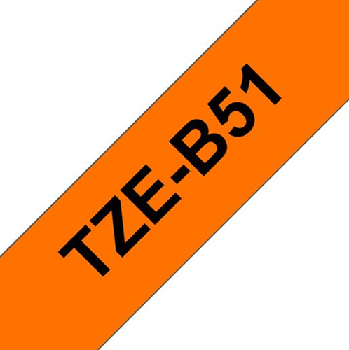 Brothertape TZE-B51 24mm zwart op fluor oranje