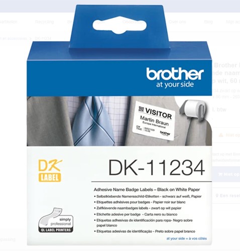 Etiket Brother  60mmx86mm naambadge rol/260 DK-11234