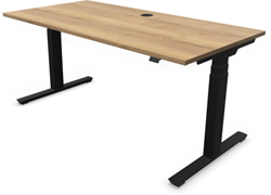 Bureau Crew T 180x90cm, T-poten elektrisch hoogte verstelbaar 65-130cm, blad 25mm Halifax (HE), frame zwart (SS), incl. kabelgoot, kabeldoorvoer en bediening met memory (excl. eventuele verzendkosten)