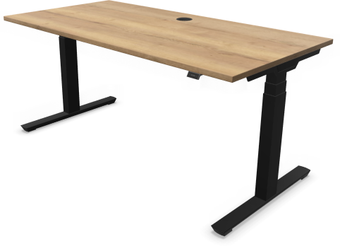 Bureau Crew T 180x90cm, T-poten elektrisch hoogte verstelbaar 65-130cm, blad 25mm Halifax (HE), frame zwart (SS), incl. kabelgoot, kabeldoorvoer en bediening met memory (excl. eventuele verzendkosten)