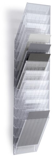 Folderhouder Flexiboxx A4 staand transparant set/12  incl. afdekplaat