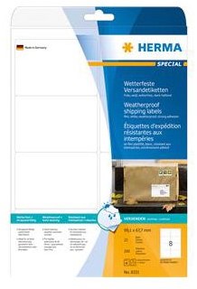 Etiket A4  99,1x 67,7mm Herma 8331 polyester weerbestendig ds/200 wit