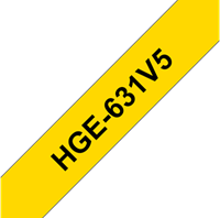 Brothertape HGE-631V5 12mm zwart op geel high grade pk/5-2