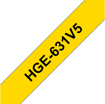 Brothertape HGE-631V5 12mm zwart op geel high grade pk/5-2