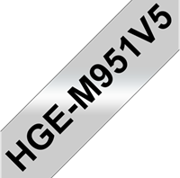 Brothertape HGE-M951V5 24mm zwart op mat zilver high grade pk/5-2
