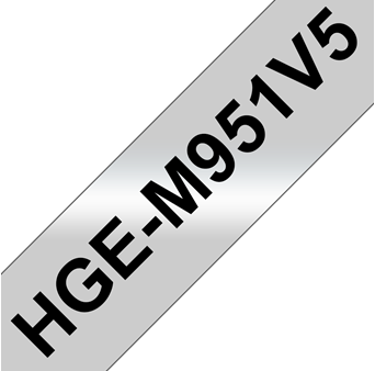 Brothertape HGE-M951V5 24mm zwart op mat zilver high grade pk/5-2