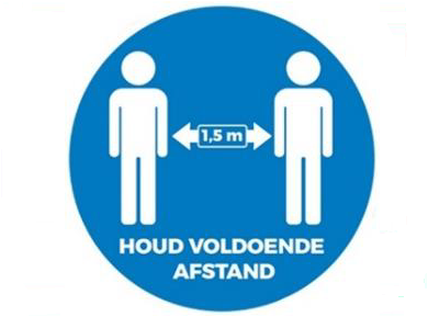 Waarschuwingssticker 'Houd afstand' 50cm doorsnee vinyl non-permanent