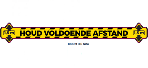 Waarschuwingssticker 'Houd afstand' 100x14/19cm doorsnee vinyl non-permanent