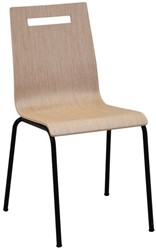 Stoel Oscar 4-poots, rond 19mm metalen frame, kuip hout, stapelbaar, in diverse uitvoeringen