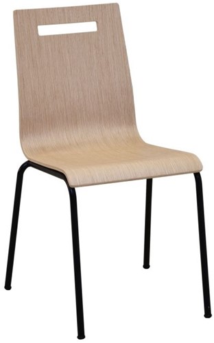 Stoel Oscar 4-poots, rond 19mm metalen frame, kuip hout, stapelbaar, in diverse uitvoeringen