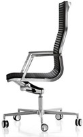 Directiestoel LUXY model Nulite thin-pad met hoge rugleuning, softseat lederen bekleding zwart LX01-2