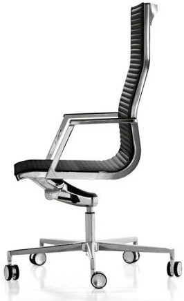Directiestoel LUXY model Nulite thin-pad met hoge rugleuning, softseat lederen bekleding zwart LX01-2