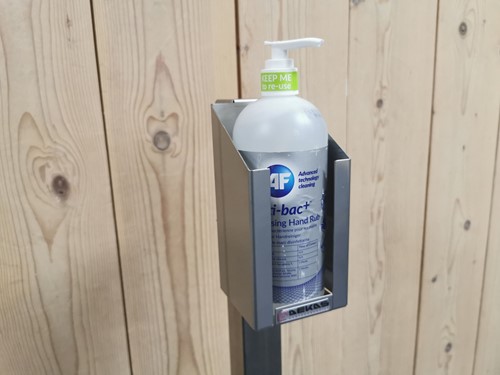 Desinfectiezuil RVS paal 130cm voor losse flacon met pomp-3