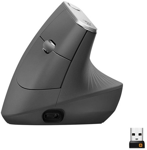 Muis Logitech MX vertical advanced ergonomisch, Rechtshandig, Bluetooth + USB-C