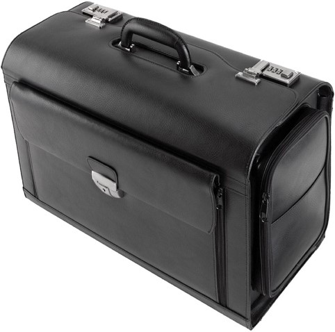 Pilotenkoffer Alassio Verona, zwart leer