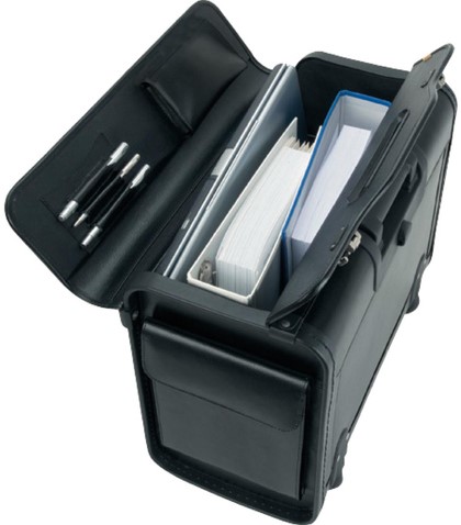 Pilotenkoffer Alassio SILVANA, Zwart leer.-2