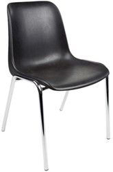 Kantinestoel model KUIP, frame verchroomd 22mm. kuip kunstof zwart