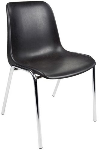 Kantinestoel model KUIP, frame verchroomd 22mm. kuip kunstof zwart