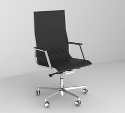 Directiestoel LUXY model Nulite thin-pad met hoge rugleuning, softseat lederen bekleding zwart LX01-3