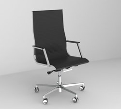 Directiestoel LUXY model Nulite thin-pad met hoge rugleuning, softseat lederen bekleding zwart LX01-3