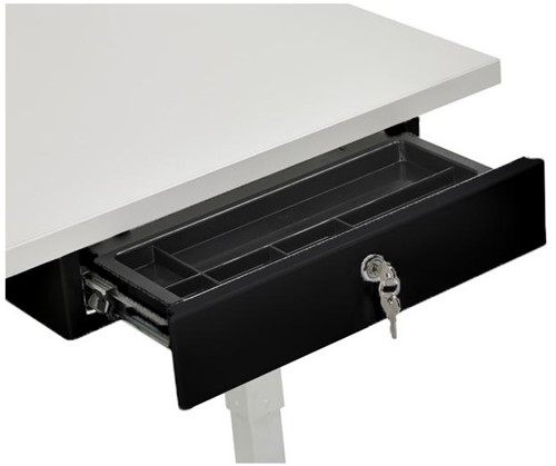 Persoonlijke lade zwart incl. slot en pennenbakje, voor montage onder bureaublad, 5x31,5x24,5cm HxBxD
