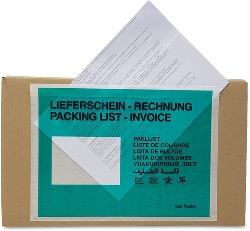 Paklijstenvelop papier transparant 120x162mm C6 bedrukt ds/1000
