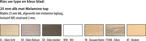 Aanbouwbureau Huislijn Basic - hoogte instelbaar 62 - 86cm, leverbaar in diverse maten en uitvoeringen-2