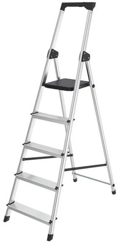 Huishoudtrap BRASQ  aluminium SLA500 zilver 5-treden