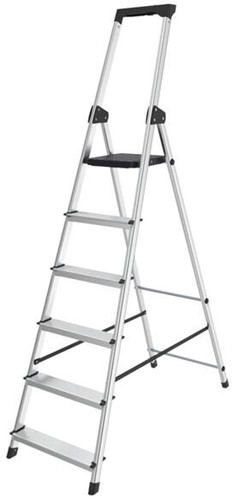 Huishoudtrap BRASQ  aluminium SLA600 zilver 6-treden