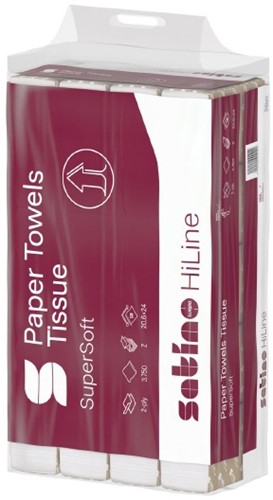 Handdoek Satino PT2 HiLine z-vouw 2-laags 206x240mm 25x150 vel wit 276620