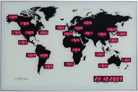 Wandklok 55x36cm Nextime, World Time Digit