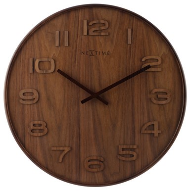 Wandklok 350mm NeXtime 'Wood Wood Medium' cijfers