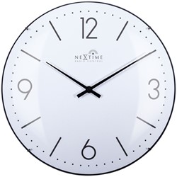 Wandklok 350mm NeXtime 'Atomic' koepelvormig glas, wit