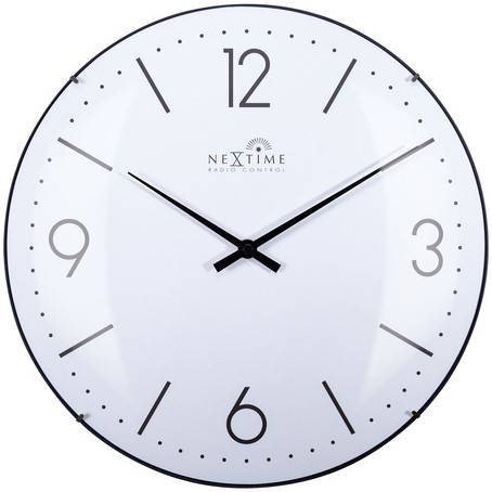Wandklok 350mm NeXtime 'Atomic' koepelvormig glas, wit