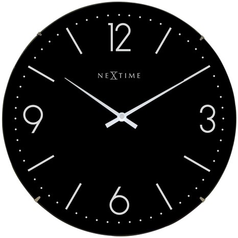 Wandklok 350mm NeXtime 'Atomic' radiogestuurd, koepelvormig glas, zwart