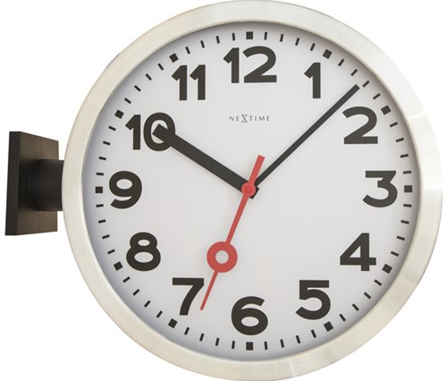 Wandklok 380mm NeXtime 'Station Double' cijfers