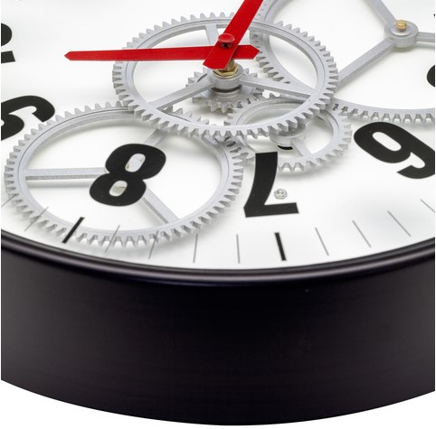 Wandklok 360mm NeXtime 'Gear Clock' metaal/glas-2