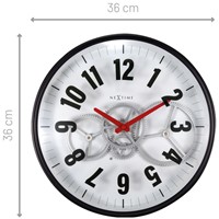 Wandklok 360mm NeXtime 'Gear Clock' metaal/glas-3