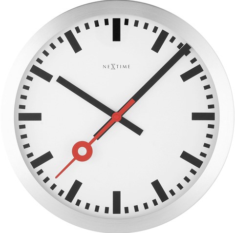 Wandklok 350mm NeXtime 'Station' strepen