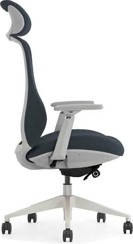 Bureaustoel Schaffenburg 600NEN  - Frame wit, zitting stof grijs & rugleuning netweave grijs-2