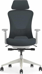 Bureaustoel Schaffenburg 600NEN  - Frame wit, zitting stof grijs & rugleuning netweave grijs