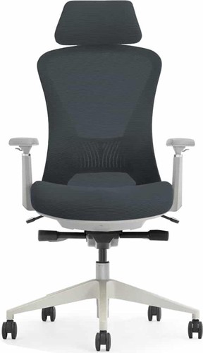 Bureaustoel Schaffenburg 600NEN  - Frame wit, zitting stof grijs & rugleuning netweave grijs
