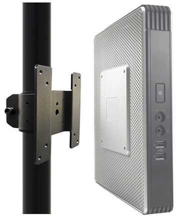 Bevestigingsbeugel Neomounts voor bevestiging mini PC aan de paal van een monitorarm, VESA 75x75mm en 100x100mm, zwart