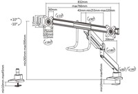 Monitorarm Neomounts D775DX t.b.v. 2 monitoren 10-32" zwart-3