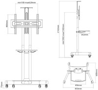 Verrijdbaar onderstel Neomounts NM-M1700BLACK TV trolley 32-75"-2