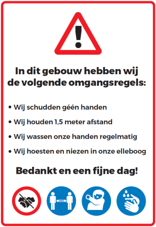 Waarschuwingssticker 'Omgangsregels' A4 vinyl non-permanent